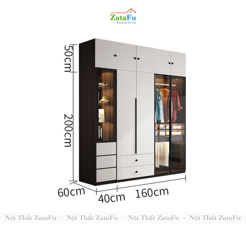 Tủ quần áo cao cao cấp tích hợp đèn LED thông minh TQA-16