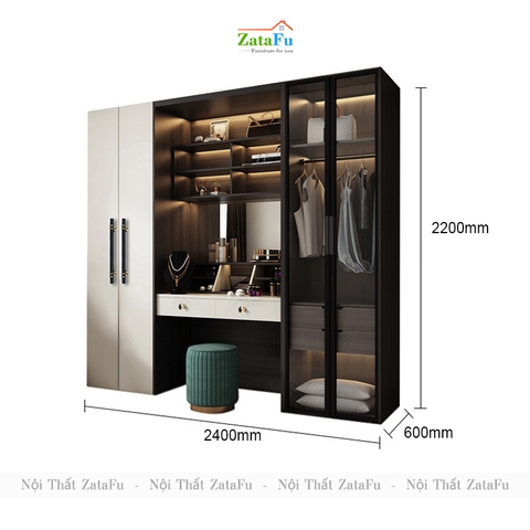 Tủ quần áo cao cấp phối hợp cho phòng ngủ sang trọng TQA-33