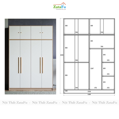 Tủ quần áo cao gỗ MDF loại cao 2m3 TQA-03