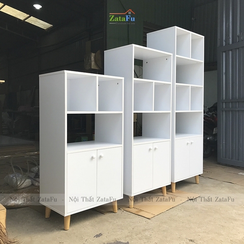 Tủ Sách Chân Gỗ Trang Trí KTT-24