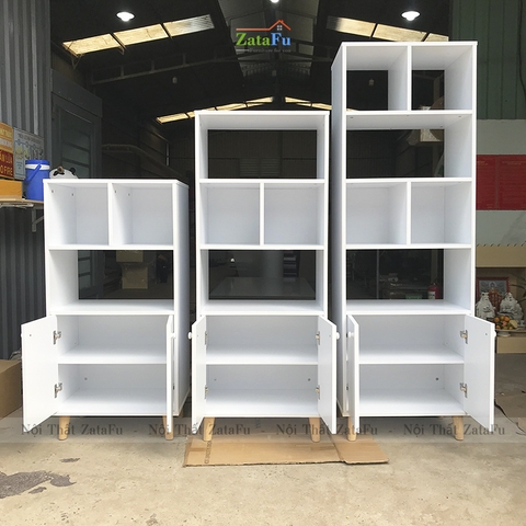 Tủ Sách Chân Gỗ Trang Trí KTT-24