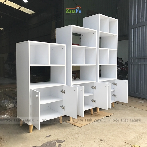 Tủ Sách Chân Gỗ Trang Trí KTT-24