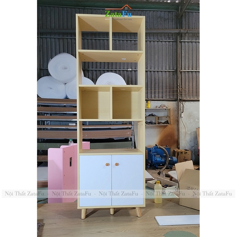 Tủ Sách Chân Gỗ Trang Trí KTT-24