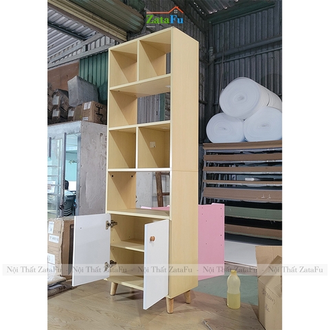 Tủ Sách Chân Gỗ Trang Trí KTT-24