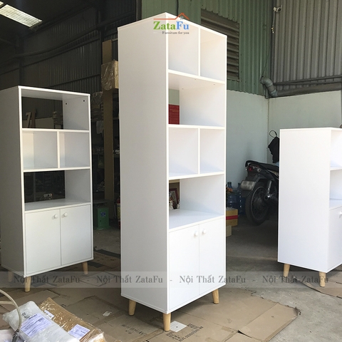 Tủ Sách Chân Gỗ Trang Trí KTT-24