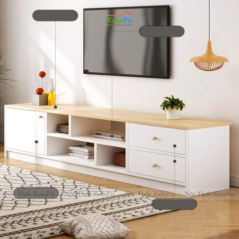 Tủ tivi trang trí phòng khách có ngăn kéo và cánh tủ KTV-05