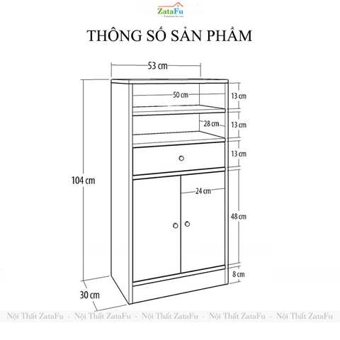 Kệ Tủ TiVi Phòng Khách Hiện Đại Gỗ MDF Phủ Melamine KTV-51 ZataFu
