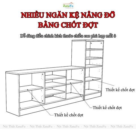 Kệ Tủ TiVi Phòng Khách Hiện Đại Gỗ MDF Phủ Melamine KTV-51 ZataFu