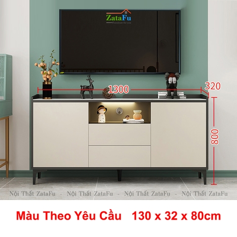 Tủ trang trí phòng khách tủ tivi chân sắt đèn LED hiện đại TUTT-38