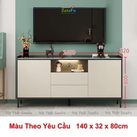 Tủ trang trí phòng khách tủ tivi chân sắt đèn LED hiện đại TUTT-38