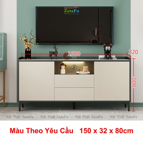 Tủ trang trí phòng khách tủ tivi chân sắt đèn LED hiện đại TUTT-38