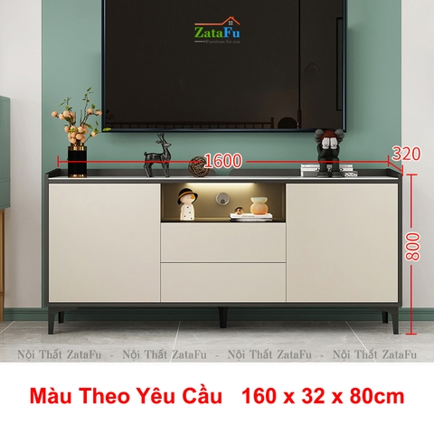 Tủ trang trí phòng khách tủ tivi chân sắt đèn LED hiện đại TUTT-38