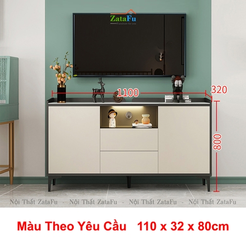 Tủ trang trí phòng khách tủ tivi chân sắt đèn LED hiện đại TUTT-38