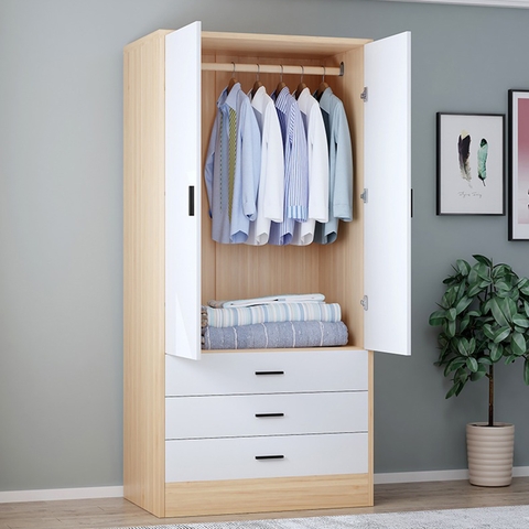 Tủ Treo Áo Quần 2 Cánh Tích Hợp 3 Ngăn Kéo Dùng Phụ Kiện Cao Cấp Có Giảm Chấn Ván Dày 17mm TQA-62