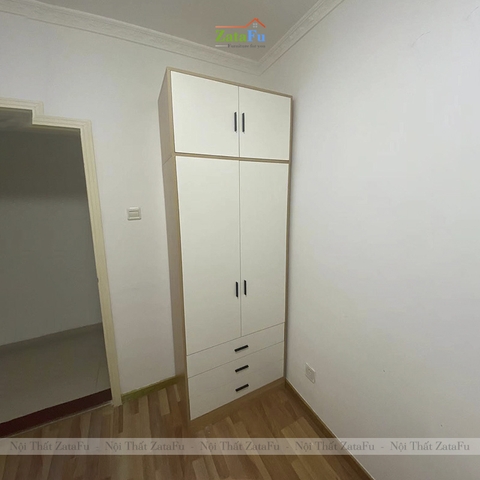 Tủ Treo Quần Áo Gỗ 2 Cánh Loại Lớn Ván 17mm Tích Hợp 3 Ngăn Kéo TQA-70