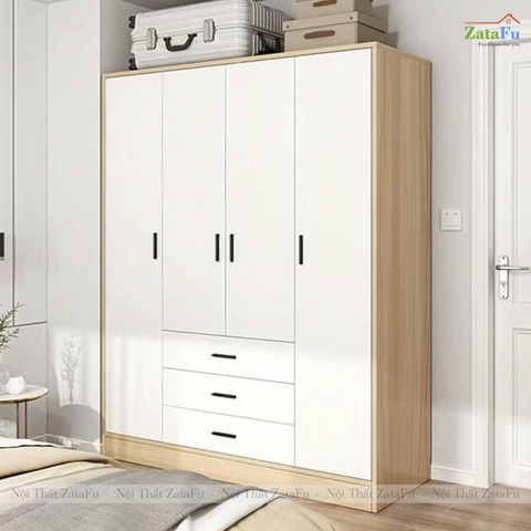 Tủ Treo Quần Áo 4 Buồng 3 Ngăn Kéo Giảm Chấn Ván MDF Dày 17mm TQA-67