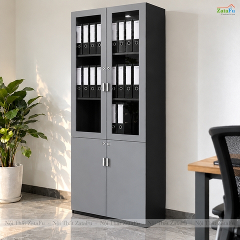 Tủ Trang Trí Tủ Đựng Hồ Sơ Tài Liệu Hiện Đại Sử Dụng Gỗ MDF 17mm Có Kính TUTT-69 ZataFu