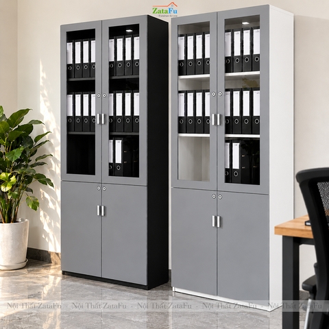 Tủ Trang Trí Tủ Đựng Hồ Sơ Tài Liệu Hiện Đại Sử Dụng Gỗ MDF 17mm Có Kính TUTT-69 ZataFu
