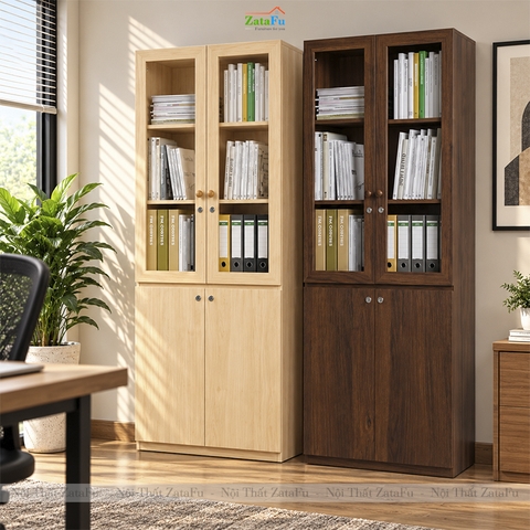 Tủ Trang Trí Tủ Đựng Hồ Sơ Tài Liệu Có Kính Hiện Đại Sử Dụng Gỗ MDF 17mm TUTT-70 ZataFu