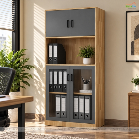 Tủ Trang Trí Tủ Đựng Tài Liệu Hiện Đại Nhiều Ngăn Có Kính Để Phòng Làm Việc TUTT-71 ZataFu