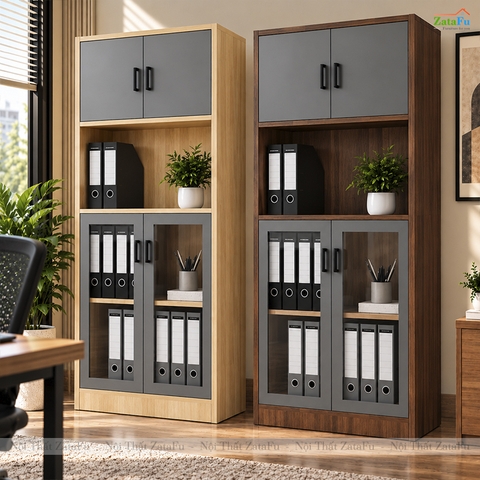 Tủ Trang Trí Tủ Đựng Tài Liệu Hiện Đại Nhiều Ngăn Có Kính Để Phòng Làm Việc TUTT-71 ZataFu