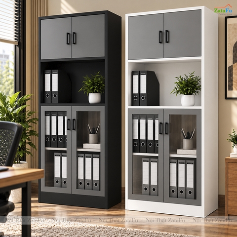 Tủ Trang Trí Tủ Đựng Tài Liệu Hiện Đại Nhiều Ngăn Có Kính Để Phòng Làm Việc TUTT-71 ZataFu