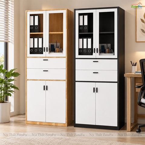 Tủ Trang Trí Tủ Đựng Tài Liệu Hiện Đại Có Kính Để Phòng Làm Việc Nhiều Ngăn TUTT-73 ZataFu