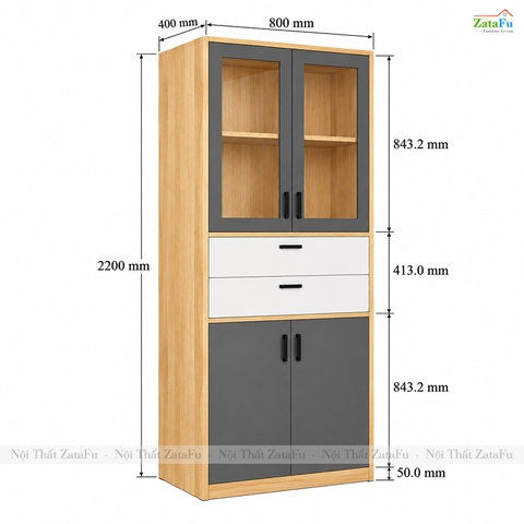 Tủ Trang Trí Tủ Đựng Tài Liệu Hiện Đại Có Kính Để Phòng Làm Việc Nhiều Ngăn TUTT-73 ZataFu