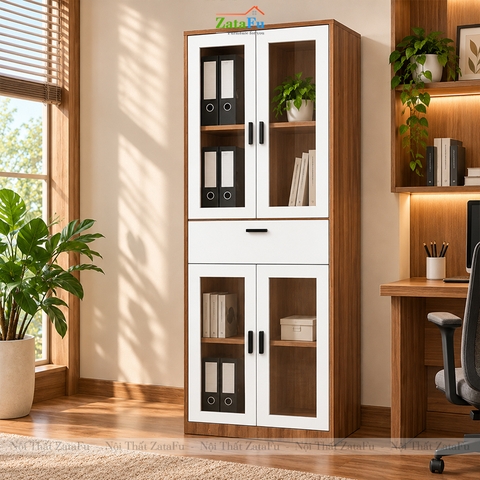 Tủ Trang Trí Tủ Đựng Tài Liệu Hiện Đại Có Kính Tích Hợp Ngăn Kéo Hiện Đại TUTT-74 ZataFu