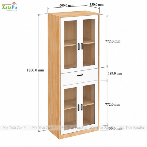 Tủ Trang Trí Tủ Đựng Tài Liệu Hiện Đại Có Kính Tích Hợp Ngăn Kéo Hiện Đại TUTT-74 ZataFu