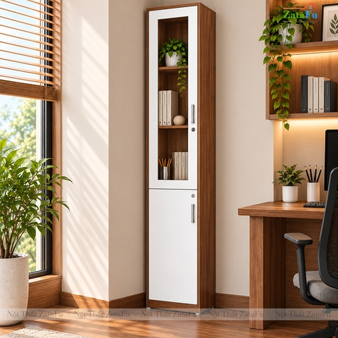 Tủ Trang Trí Tủ Đựng Tài Liệu Hiện Đại Có Kính Tích Hợp Ổ Khóa Để Phòng Làm Việc TUTT-75 ZataFu