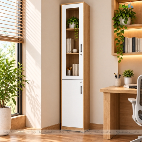 Tủ Trang Trí Tủ Đựng Tài Liệu Hiện Đại Có Kính Tích Hợp Ổ Khóa Để Phòng Làm Việc TUTT-75 ZataFu