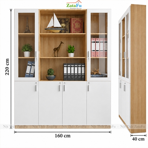 Tủ Trang Trí Tủ Đựng Tài Liệu Có Kính Hiện Đại Kích Thước Lớn Có Khóa TUTT-76 ZataFu