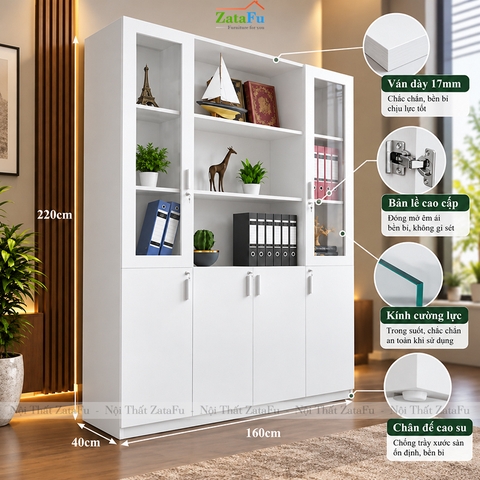 Tủ Trang Trí Tủ Đựng Tài Liệu Có Kính Hiện Đại Kích Thước Lớn Có Khóa TUTT-76 ZataFu