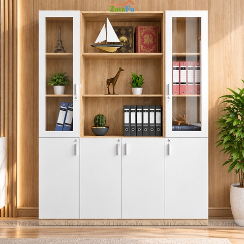 Tủ Trang Trí Tủ Đựng Tài Liệu Có Kính Hiện Đại Kích Thước Lớn Có Khóa TUTT-76 ZataFu