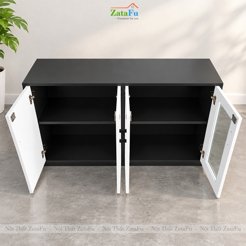 Tủ Trang Trí Tủ Đựng Tài Liệu Hiện Đại Có Kính Gỗ MDF Dày 17mm TUTT-80 ZataFu