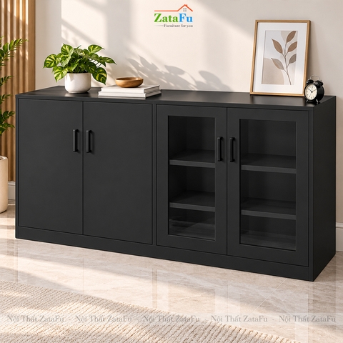 Tủ Trang Trí Tủ Đựng Tài Liệu Hiện Đại Có Kính Gỗ MDF Dày 17mm TUTT-80 ZataFu
