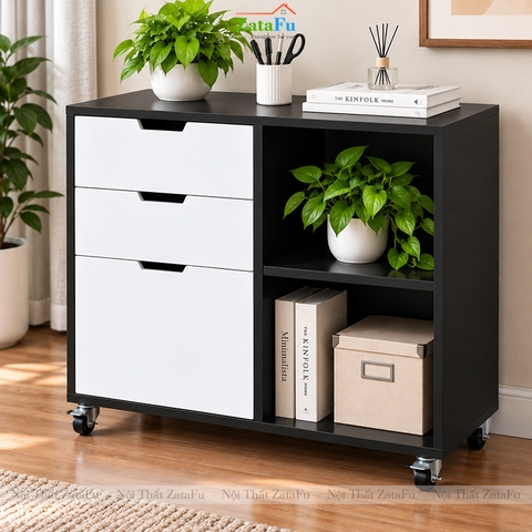 Tủ Trang Trí Tủ Đựng Tài Liệu Hiện Đại Tích Hợp Bánh Xe Linh Hoạt TUTT-82 ZataFu