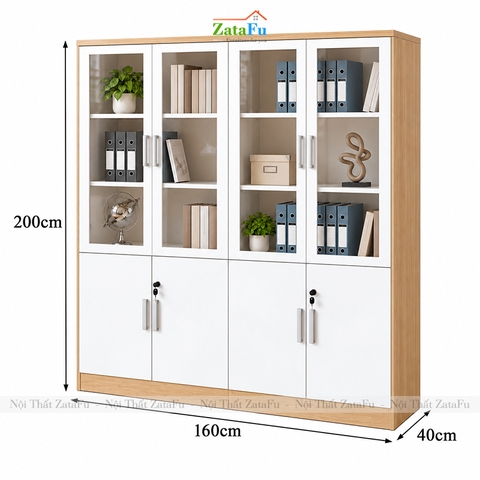 Tủ Trang Trí Tủ Đựng Tài Liệu Kích Thước Lớn Thiết Kế Hiện Đại Có Kính Và Ổ Khóa TUTT-83 ZataFu
