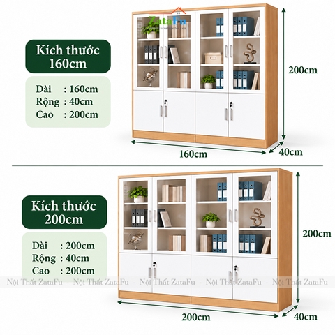 Tủ Trang Trí Tủ Đựng Tài Liệu Kích Thước Lớn Thiết Kế Hiện Đại Có Kính Và Ổ Khóa TUTT-83 ZataFu
