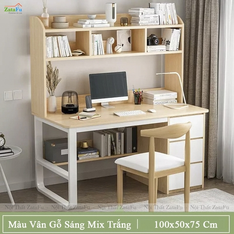 Bàn Học Sinh 3 Ngăn Kéo Kết Hợp Chân Kim Loại Sơn Tĩnh Điện Và Kệ Sách Tiện Dụng BLV-144 ZataFu