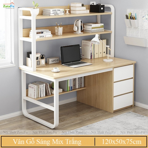 Bàn Học Bàn Làm Việc Gỗ MDF Kết Hợp Khung Sắt Sơn Tĩnh Điện BLV-153 ZataFu