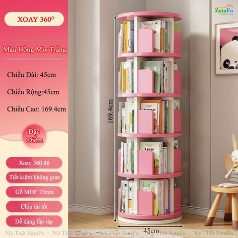 Kệ Đựng Sách Xoay 360 Độ Kệ Gỗ Trang Trí Xoay Cho Bé KTT-135 ZataFu