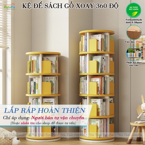 Kệ Đựng Sách Xoay 360 Độ Kệ Gỗ Trang Trí Xoay Cho Bé KTT-135 ZataFu