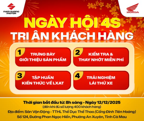🎉 HEAD NAM SƯƠNG xin thông báo Chương Trình " NGÀY HỘI 4S🌟- TRI ÂN KHÁCH HÀNG "