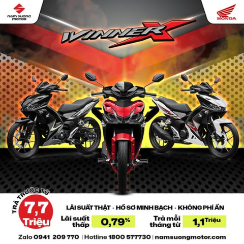 Sở hữu ngay WINNER X chỉ từ 7,7 triệu tặng thêm 1 triệu tiề.n mặt. Giải pháp mua xe tiết kiệm được thiết kế riêng dành cho Quý Khách:
