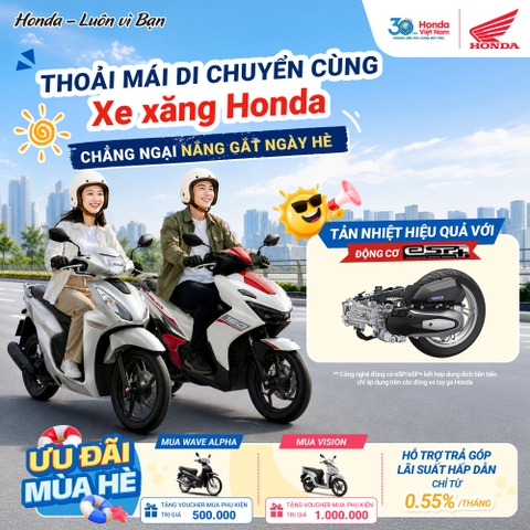 ✨ Thoải mái di chuyển cùng xe xăng Honda – Chẳng ngại nắng gắt ngày hè ☀️