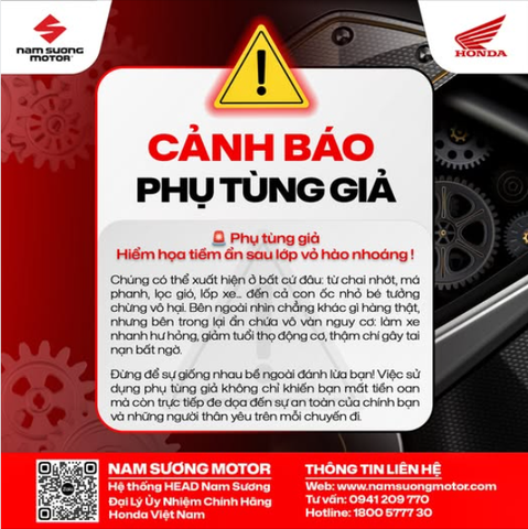 🛡BẢO VỆ AN TOÀN CHUYẾN ĐI BẰNG PHỤ TÙNG HONDA CHÍNH HÃNG