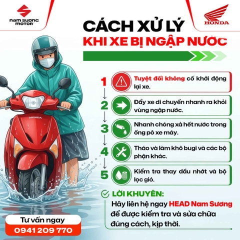 🌧 XE BỊ NGẬP NƯỚC – ĐỪNG CỐ KHỞI ĐỘNG!