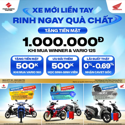 🎁XE MỚI LIỀN TAY - RINH NGAY QUÀ CHẤT: Chương trình khuyến mãi sắp hết, Quý Khách hàng còn chần chừ gì nửa đến HEAD NAM SƯƠNG mua xe ngay hôm nay!!!